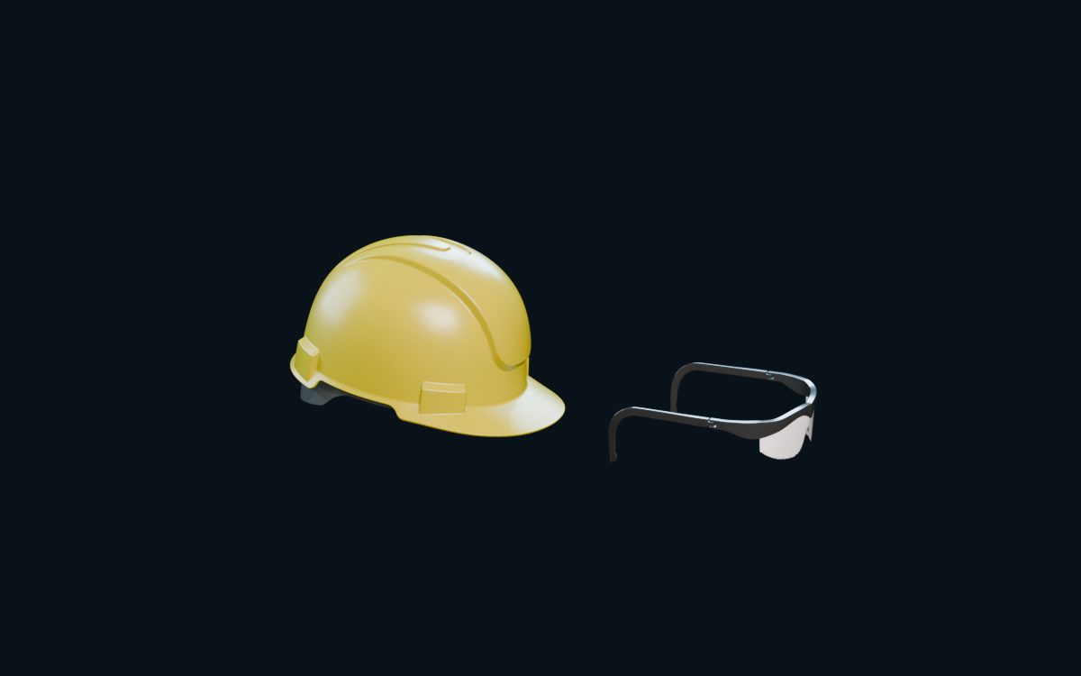 Casco y lentes de seguridad